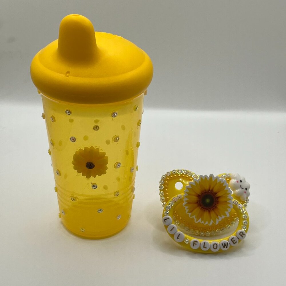 Lil Flower Adult Pacifier and Sippy Cup Set